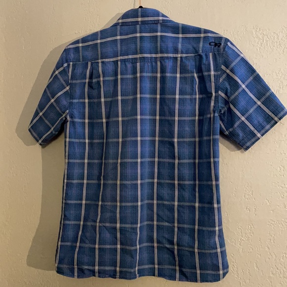 Outdoor Research Riff Short Sleeve Button Down Shirt Blue Plaid - Picture 7 of 7
